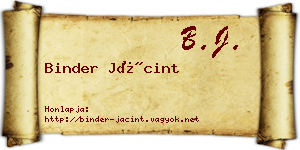 Binder Jácint névjegykártya